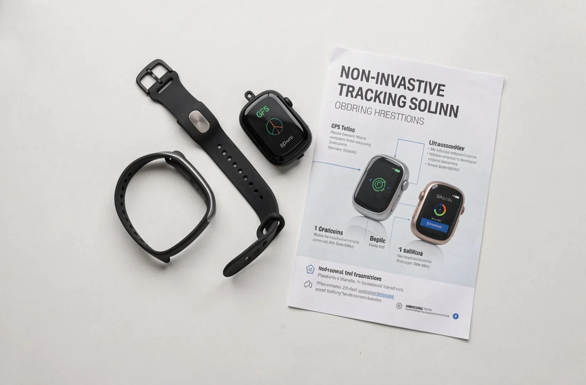 Comparatif de solutions GPS alternatives sans implantation incluant traceur GPS, bracelet connecté et badge de géolocalisation