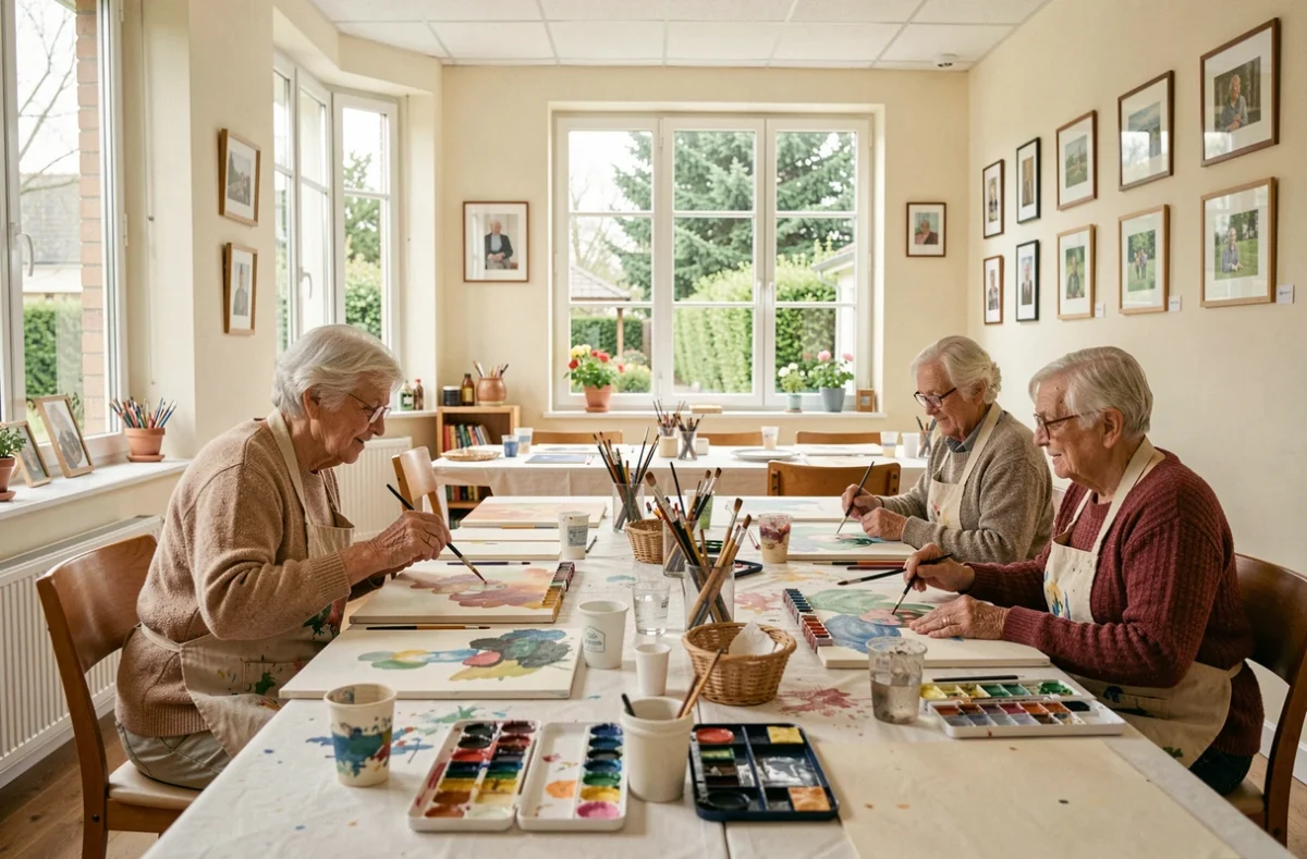 Atelier de peinture avec des résidents de l'EHPAD Habitat Partage à Saint-Médard-en-Jalles