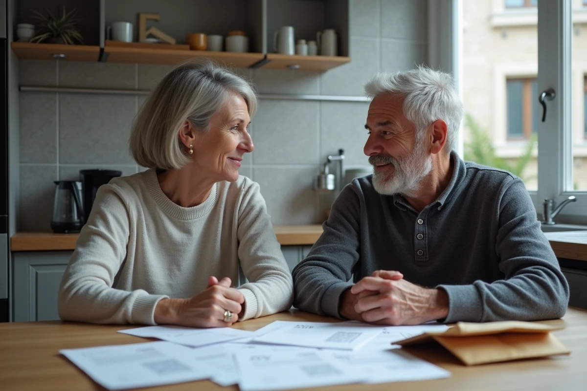 Deux adultes discutent de documents administratifs liés à une procédure de curatelle