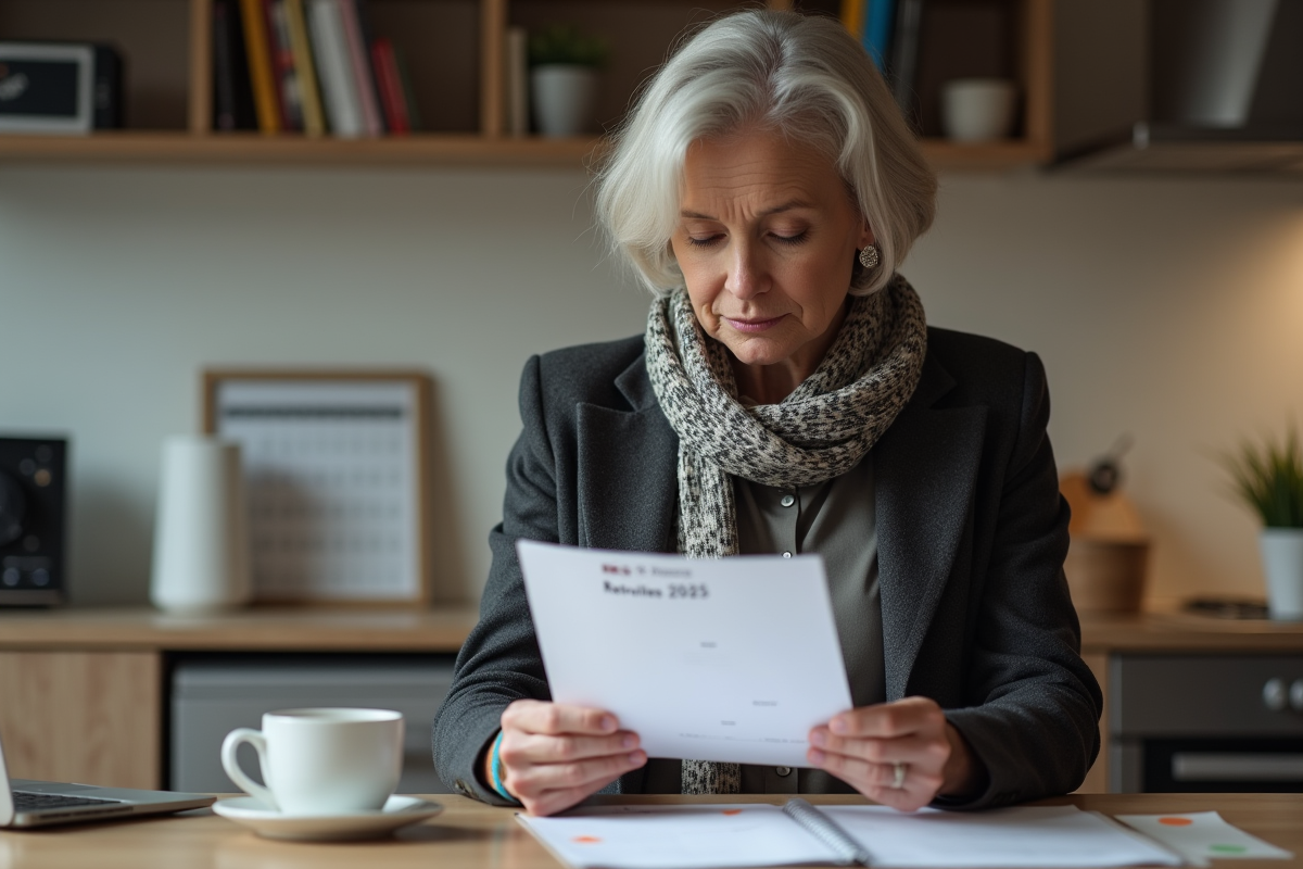 Femme étudie une lettre de retraite à la maison
