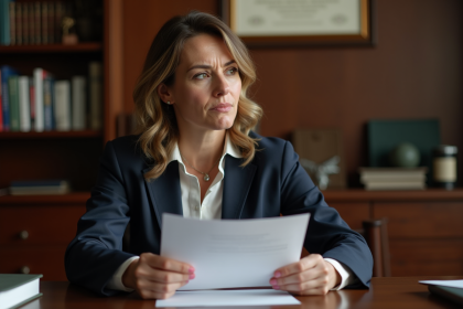 Femme notaire en bureau avec documents officiels