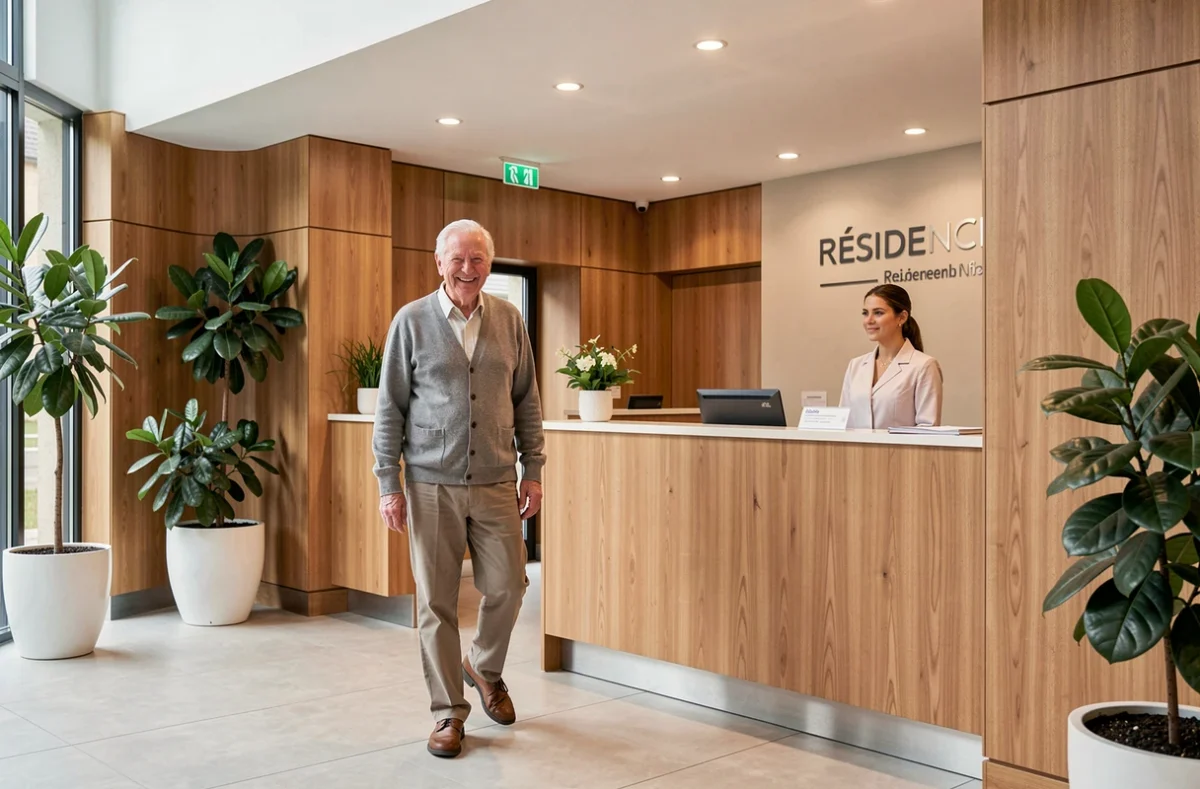 Hall d'accueil moderne et lumineux de la Résidence Nohée à Bordeaux